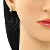 Arete Dormilona 02.156.0617 Oro Laminado, Diseño de Angel, con Blanca Micro Pave, Pulido, Tono Dorado