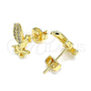 Arete Dormilona 02.156.0617 Oro Laminado, Diseño de Angel, con Blanca Micro Pave, Pulido, Tono Dorado