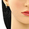 Arete Dormilona 02.156.0618 Oro Laminado, Diseño de Angel, con Blanca Micro Pave, Pulido, Tono Dorado