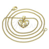 Collares con Dije 04.156.0428.1.20 Oro Laminado, Diseño de Corazón y Delfín, con Granate and Blanca Micro Pave, Pulido, Tono Dorado (02 MM Thickness, 20 Inches Length)