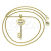 Collares con Dije 04.156.0429.20 Oro Laminado, Diseño de Llave, con Blanca Micro Pave, Pulido, Tono Dorado (02 MM Thickness, 20 Inches Length)