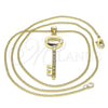 Collares con Dije 04.156.0429.1.20 Oro Laminado, Diseño de Llave, con Granate and Blanca Micro Pave, Pulido, Tono Dorado (02 MM Thickness, 20 Inches Length)