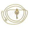 Collares con Dije 04.156.0430.1.20 Oro Laminado, Diseño de Llave y Corazón, con Granate and Blanca Micro Pave, Pulido, Tono Dorado (02 MM Thickness, 20 Inches Length)