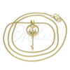 Collares con Dije 04.156.0432.20 Oro Laminado, Diseño de Llave, con Blanca Micro Pave and Blanca Zirconia Cubica, Pulido, Tono Dorado (02 MM Thickness, 20 Inches Length)