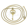 Collares con Dije 04.156.0432.1.20 Oro Laminado, Diseño de Llave, con Granate and Blanca Micro Pave, Pulido, Tono Dorado (02 MM Thickness, 20 Inches Length)