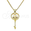 Collares con Dije 04.156.0432.1.20 Oro Laminado, Diseño de Llave, con Granate and Blanca Micro Pave, Pulido, Tono Dorado (02 MM Thickness, 20 Inches Length)