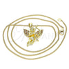 Collares con Dije 04.156.0434.1.20 Oro Laminado, Diseño de Angel, con Granate and Blanca Micro Pave, Pulido, Tono Dorado (02 MM Thickness, 20 Inches Length)