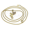 Collares con Dije 04.156.0435.1.20 Oro Laminado, Diseño de Angel, con Granate and Blanca Micro Pave, Pulido, Tono Dorado (02 MM Thickness, 20 Inches Length)