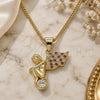 Collares con Dije 04.156.0435.1.20 Oro Laminado, Diseño de Angel, con Micro Pave Granate y Blanca, Pulido, Tono Dorado (Grosor 02 MM, 20 Pulgadas de Largo)