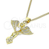 Collares con Dije 04.156.0437.18 Oro Laminado, Diseño de Angel y Corazón, con Blanca Micro Pave and Blanca Zirconia Cubica, Pulido, Tono Dorado (02 MM Thickness, 18 Inches Length)