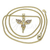 Collares con Dije 04.156.0438.1.20 Oro Laminado, Diseño de Angel, con Granate and Blanca Micro Pave, Pulido, Tono Dorado (02 MM Thickness, 20 Inches Length)