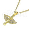 Collares con Dije 04.156.0439.18 Oro Laminado, Diseño de Angel, con Blanca Micro Pave, Pulido, Tono Dorado (02 MM Thickness, 18 Inches Length)