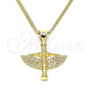 Collares con Dije 04.156.0439.18 Oro Laminado, Diseño de Angel, con Blanca Micro Pave, Pulido, Tono Dorado (02 MM Thickness, 18 Inches Length)