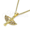 Collares con Dije 04.156.0439.1.20 Oro Laminado, Diseño de Angel, con Granate and Blanca Micro Pave, Pulido, Tono Dorado (02 MM Thickness, 20 Inches Length)