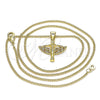 Collares con Dije 04.156.0439.1.20 Oro Laminado, Diseño de Angel, con Granate and Blanca Micro Pave, Pulido, Tono Dorado (02 MM Thickness, 20 Inches Length)