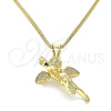 Collares con Dije 04.156.0440.20 Oro Laminado, Diseño de Angel, con Blanca Micro Pave and Blanca Zirconia Cubica, Pulido, Tono Dorado (02 MM Thickness, 20 Inches Length)