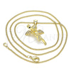 Collares con Dije 04.156.0440.20 Oro Laminado, Diseño de Angel, con Blanca Micro Pave and Blanca Zirconia Cubica, Pulido, Tono Dorado (02 MM Thickness, 20 Inches Length)