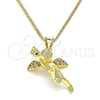 Collares con Dije 04.156.0440.1.20 Oro Laminado, Diseño de Angel, con Granate and Blanca Micro Pave, Pulido, Tono Dorado (02 MM Thickness, 20 Inches Length)