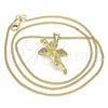 Collares con Dije 04.156.0440.1.20 Oro Laminado, Diseño de Angel, con Granate and Blanca Micro Pave, Pulido, Tono Dorado (02 MM Thickness, 20 Inches Length)