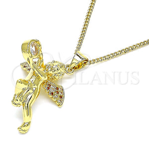 Collares con Dije 04.156.0440.1.20 Oro Laminado, Diseño de Angel, con Granate and Blanca Micro Pave, Pulido, Tono Dorado (02 MM Thickness, 20 Inches Length)