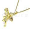 Collares con Dije 04.156.0440.1.20 Oro Laminado, Diseño de Angel, con Granate and Blanca Micro Pave, Pulido, Tono Dorado (02 MM Thickness, 20 Inches Length)