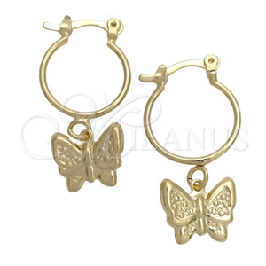 Argolla Pequeña 02.32.0558.15 Oro Laminado, Diseño de Mariposa, Pulido, Tono Dorado