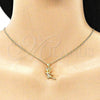 Collares con Dije 04.156.0444.20 Oro Laminado, Diseño de Angel, con Blanca Micro Pave, Pulido, Tono Dorado (02 MM Thickness, 20 Inches Length)