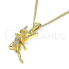 Collares con Dije 04.156.0444.20 Oro Laminado, Diseño de Angel, con Blanca Micro Pave, Pulido, Tono Dorado (02 MM Thickness, 20 Inches Length)