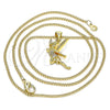 Collares con Dije 04.156.0444.20 Oro Laminado, Diseño de Angel, con Blanca Micro Pave, Pulido, Tono Dorado (02 MM Thickness, 20 Inches Length)
