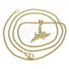Collares con Dije 04.156.0446.20 Oro Laminado, Diseño de Angel, con Blanca Micro Pave, Pulido, Tono Dorado (02 MM Thickness, 20 Inches Length)