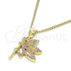 Collares con Dije 04.156.0447.20 Oro Laminado, Diseño de Angel, con Blanca Micro Pave, Pulido, Tono Dorado (02 MM Thickness, 20 Inches Length)