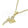 Collares con Dije 04.156.0448.20 Oro Laminado, Diseño de Angel, con Blanca Micro Pave, Pulido, Tono Dorado (02 MM Thickness, 20 Inches Length)