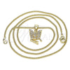 Collares con Dije 04.156.0449.20 Oro Laminado, Diseño de Angel, con Blanca Micro Pave, Pulido, Tono Dorado (02 MM Thickness, 20 Inches Length)