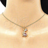 Collares con Dije 04.156.0450.20 Oro Laminado, Diseño de Angel, con Granate Zirconia Cubica and Blanca Micro Pave, Pulido, Tono Dorado (02 MM Thickness, 20 Inches Length)