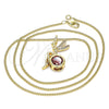 Collares con Dije 04.156.0450.20 Oro Laminado, Diseño de Angel, con Granate Zirconia Cubica and Blanca Micro Pave, Pulido, Tono Dorado (02 MM Thickness, 20 Inches Length)