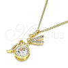 Collares con Dije 04.156.0450.1.20 Oro Laminado, Diseño de Angel, con Blanca Zirconia Cubica and Blanca Micro Pave, Pulido, Tono Dorado (02 MM Thickness, 20 Inches Length)