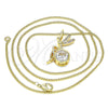 Collares con Dije 04.156.0450.1.20 Oro Laminado, Diseño de Angel, con Blanca Zirconia Cubica and Blanca Micro Pave, Pulido, Tono Dorado (02 MM Thickness, 20 Inches Length)