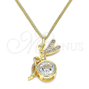 Collares con Dije 04.156.0450.1.20 Oro Laminado, Diseño de Angel, con Blanca Zirconia Cubica and Blanca Micro Pave, Pulido, Tono Dorado (02 MM Thickness, 20 Inches Length)