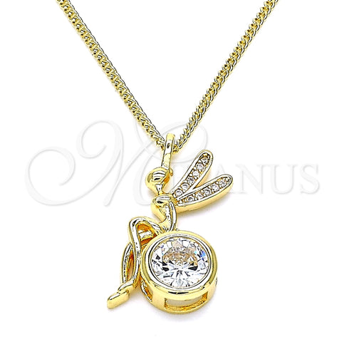 Collares con Dije 04.156.0450.1.20 Oro Laminado, Diseño de Angel, con Blanca Zirconia Cubica and Blanca Micro Pave, Pulido, Tono Dorado (02 MM Thickness, 20 Inches Length)