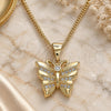 Collares con Dije 04.156.0452.20 Oro Laminado, Diseño de Mariposa, con Zirconia Cubica Blanca y Micro Pave Blanca, Pulido, Tono Dorado (Grosor 02 MM, 20 Pulgadas de Largo)