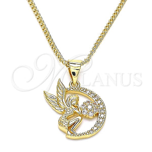 Collares con Dije 04.156.0453.20 Oro Laminado, Diseño de Angel y Mama, con Blanca Micro Pave, Pulido, Tono Dorado (02 MM Thickness, 20 Inches Length)