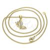 Collares con Dije 04.156.0454.20 Oro Laminado, Diseño de Mariposa, con Blanca Micro Pave, Pulido, Tono Dorado (02 MM Thickness, 20 Inches Length)