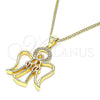 Collares con Dije 04.156.0456.20 Oro Laminado, Diseño de Angel, con Blanca Micro Pave, Pulido, Tono Dorado (02 MM Thickness, 20 Inches Length)