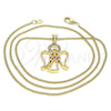 Collares con Dije 04.156.0456.20 Oro Laminado, Diseño de Angel, con Blanca Micro Pave, Pulido, Tono Dorado (02 MM Thickness, 20 Inches Length)