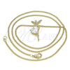 Collares con Dije 04.156.0457.18 Oro Laminado, Diseño de Angel y Corazón, con Blanca Zirconia Cubica and Blanca Micro Pave, Pulido, Tono Dorado (02 MM Thickness, 18 Inches Length)
