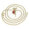 Collares con Dije 04.156.0457.2.20 Oro Laminado, Diseño de Angel y Corazón, con Granate Zirconia Cubica and Blanca Micro Pave, Pulido, Tono Dorado (02 MM Thickness, 20 Inches Length)
