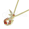Collares con Dije 04.156.0458.2.20 Oro Laminado, Diseño de Angel, con Granate Zirconia Cubica and Blanca Micro Pave, Pulido, Tono Dorado (02 MM Thickness, 20 Inches Length)