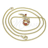 Collares con Dije 04.156.0458.2.20 Oro Laminado, Diseño de Angel, con Granate Zirconia Cubica and Blanca Micro Pave, Pulido, Tono Dorado (02 MM Thickness, 20 Inches Length)