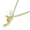 Collares con Dije 04.156.0459.20 Oro Laminado, Diseño de Angel, con Blanca Zirconia Cubica and Blanca Micro Pave, Pulido, Tono Dorado (02 MM Thickness, 20 Inches Length)