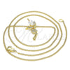Collares con Dije 04.156.0459.20 Oro Laminado, Diseño de Angel, con Blanca Zirconia Cubica and Blanca Micro Pave, Pulido, Tono Dorado (02 MM Thickness, 20 Inches Length)